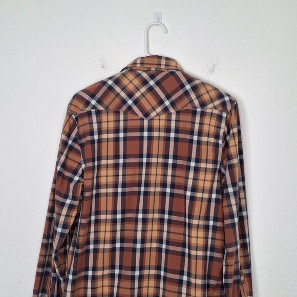 Lucky Brand Western Plaid Shirt Sz M Pearl Snap Button Cowboy Rodeo Classic - Picture 8 of 13